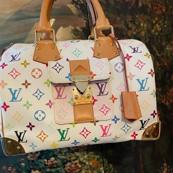 AUTHENTIC LOUIS VUITTON WHITE MULTICOLOR SPEEDY IN EXCELLENT CONDITION.. - Picture 2 of 10
